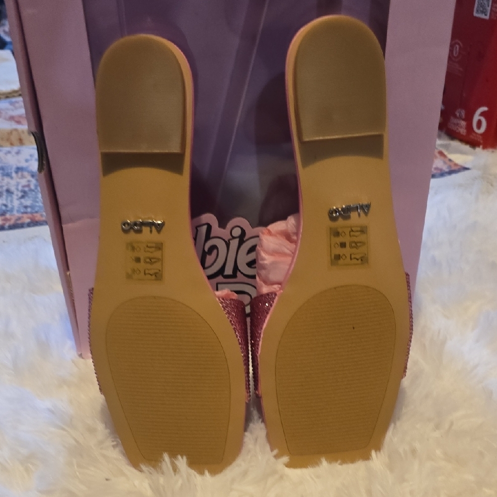 Aldo Barbie Pink Glitter Slide Sandals - Picture 3 of 4